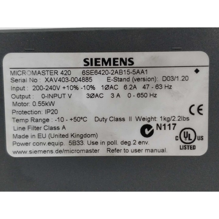 Siemens 6SE6420-2AB15-5AA1
