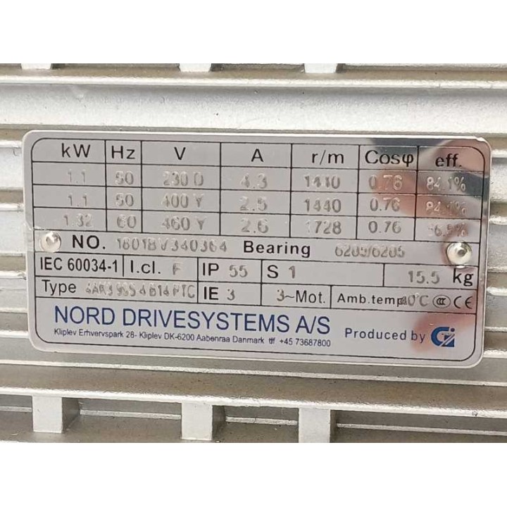 NORD Drivesystems SK 1SIS75DH-IEC90 4AK3 90S-4 B14 PTC