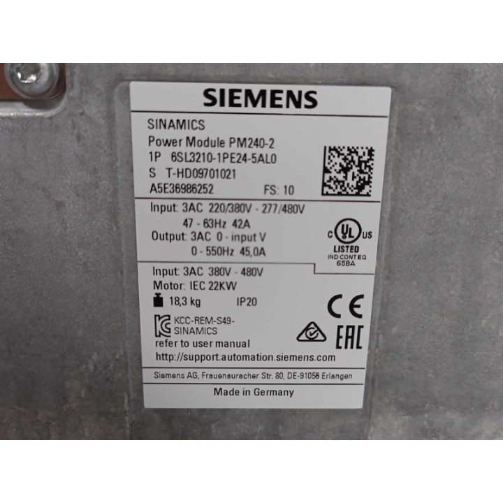 Siemens 6SL3210-1PE24-5AL0