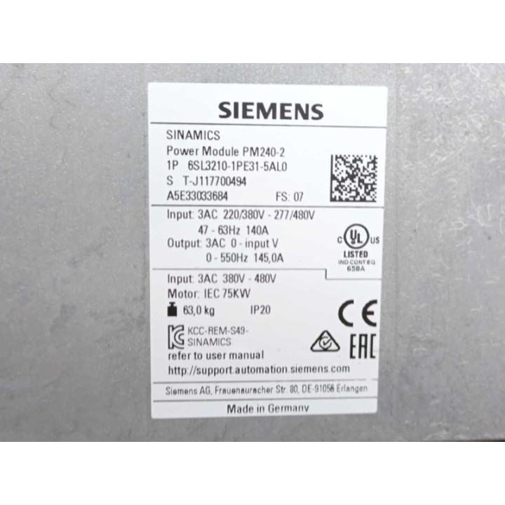 Siemens 6SL3210-1PE31-5AL0