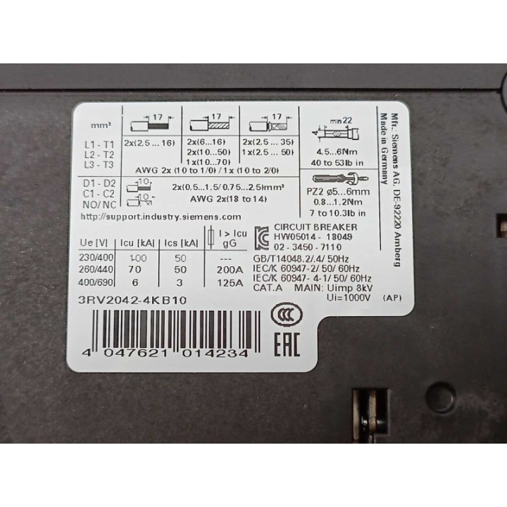 Siemens 3RV2042-4KB10 Siemens 3RV2042-4KB10