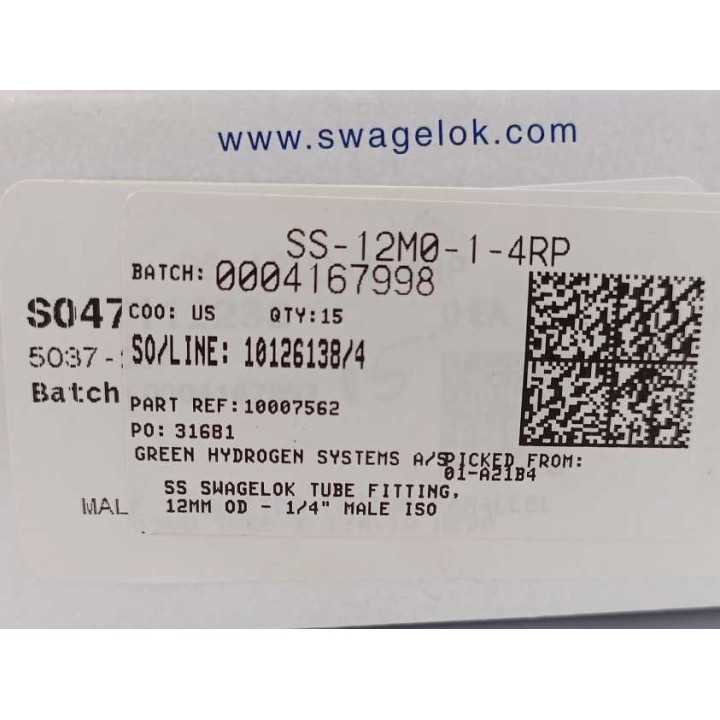 Swagelok SS-12M0-1-4RP Swagelok SS-12M0-1-4RP