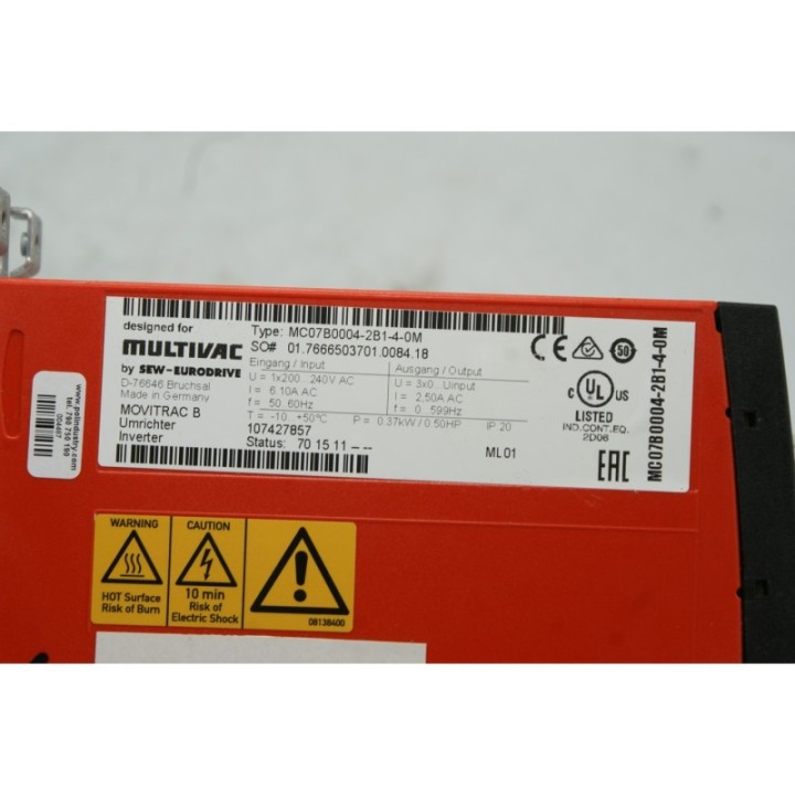 SEW EURODRIVE SEW-EURODRIVE MULTIVAC MC07B0004-2B1-4-0M SEW EURODRIVE SEW-EURODRIVE MULTIVAC MC07B0004-2B1-4-0M