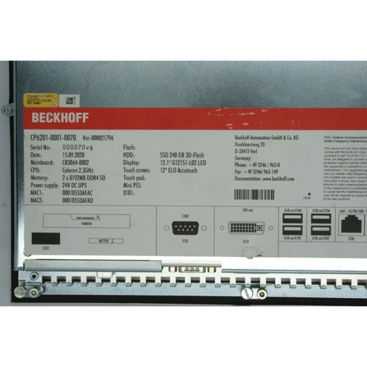 BECKHOFF BECKOFF CP6201-0001-0070 BECKHOFF BECKOFF CP6201-0001-0070