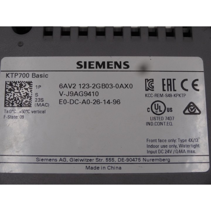 SIEMENS Siemens KTP700 Basic 6AV2123-2GB03-0AX0 SIEMENS Siemens KTP700 Basic 6AV2123-2GB03-0AX0