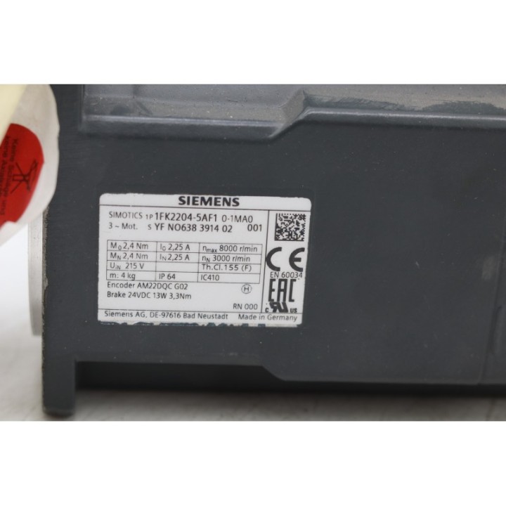 SIEMENS Siemens 1FK2204-5AF10-1MA0 AM22DQC G02 SIEMENS Siemens 1FK2204-5AF10-1MA0 AM22DQC G02