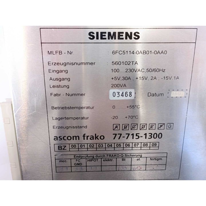 Siemens 6FC5114-0AB01-0AA0