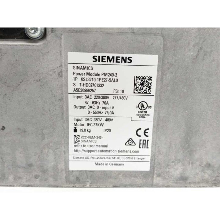 Siemens 6SL3210-1PE27-5AL0
