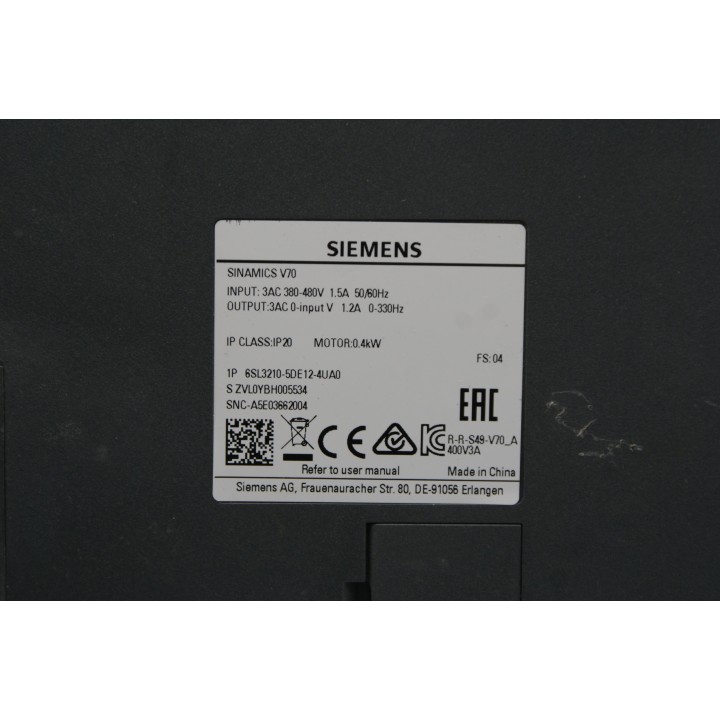 SIEMENS Siemens Sinamics V70 6SL3210-5DE12-4UA0