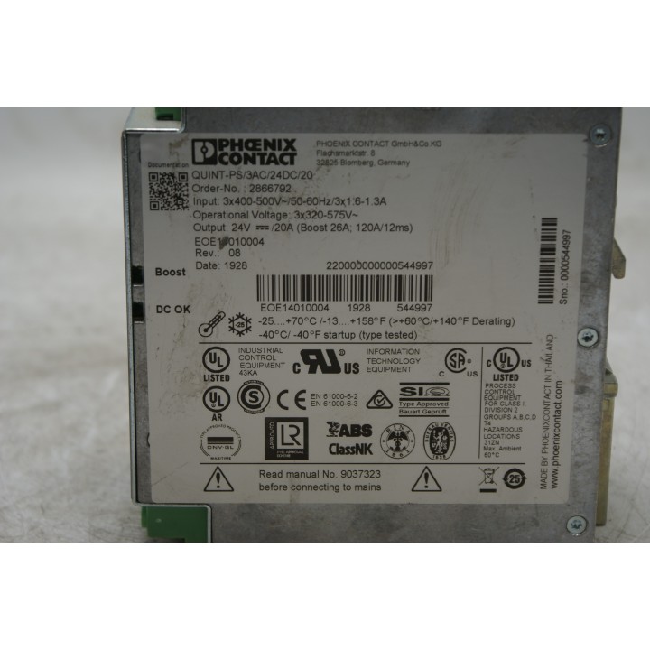  Phoenix Contact Phoenix Contact Power Supply QUINT-PS/3AC/24DC/20