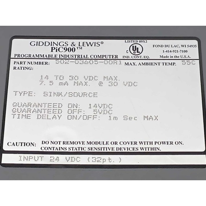 GIDDINGS   LEWIS 502-03605-00R1