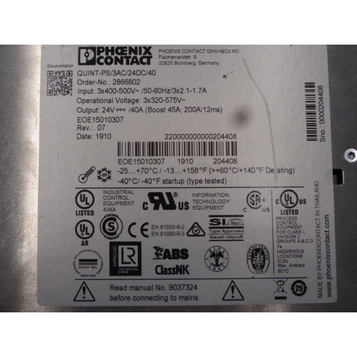  Phoenix Contact QUINT-PS/3AC/24DC/40
