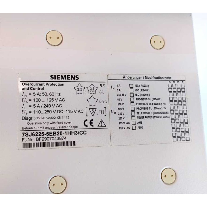Siemens 7SJ6225-5EB20-1HH3 CC