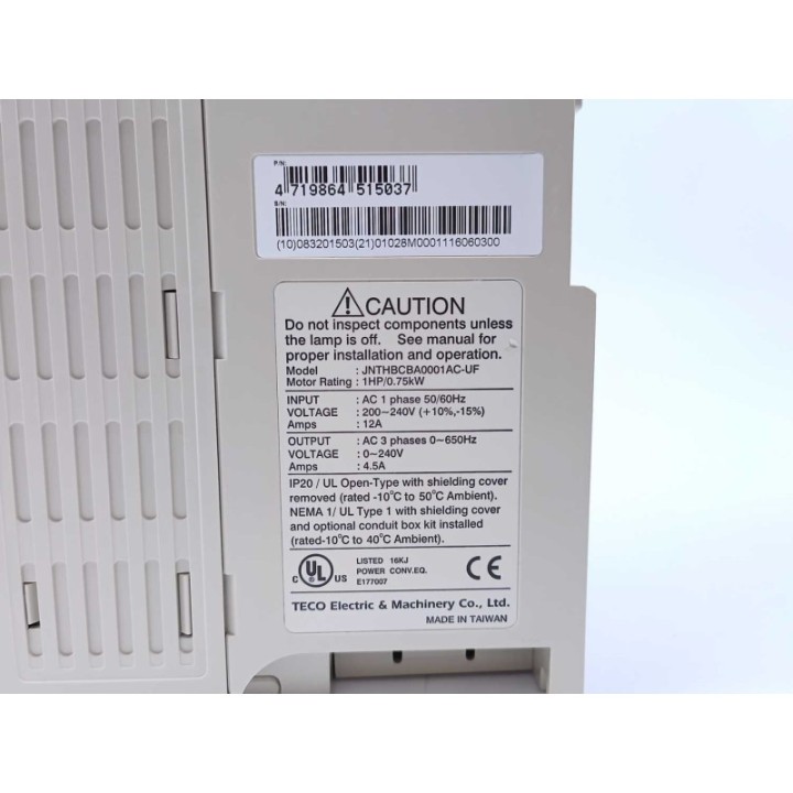 Teco Electric   Machinery JNTHBCBA0001AC-UF