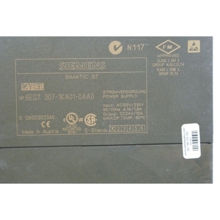 SIEMENS  SIMATIC S7 Siemens 6ES7 307-1KA01-0AA0