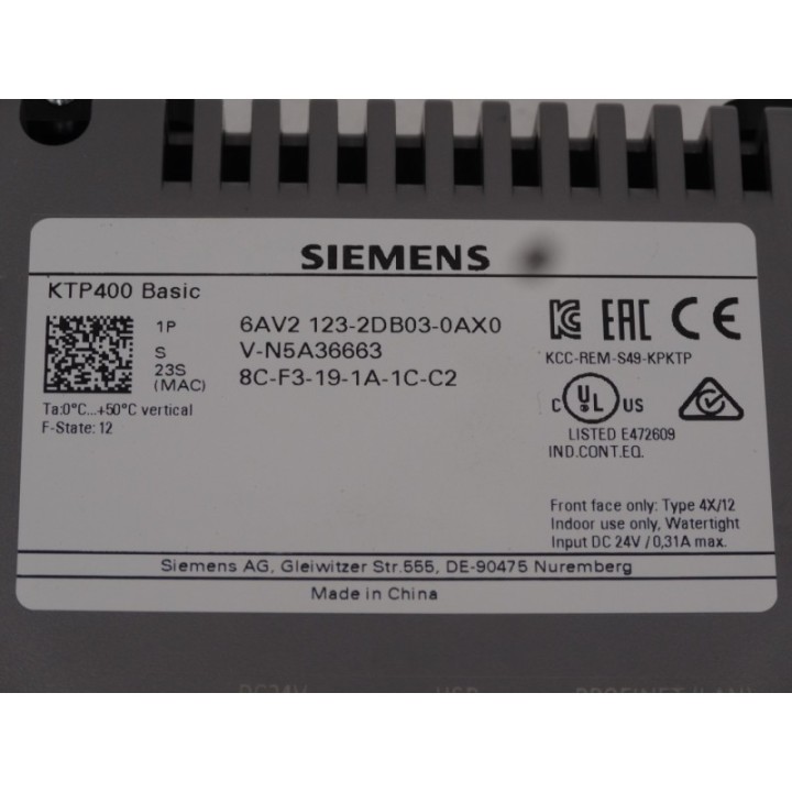 SIEMENS Siemens KTP400 Basic 6AV2123-2DB03-0AX0