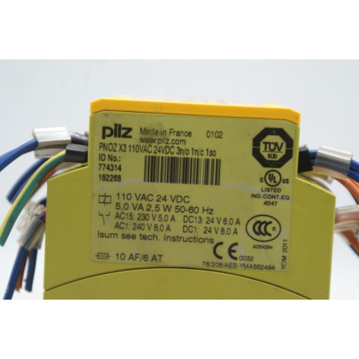 PILZ Pilz 774314 Safety Relay PNOZ X3 110VAC 24VDC 3n/o 1n/c 1so