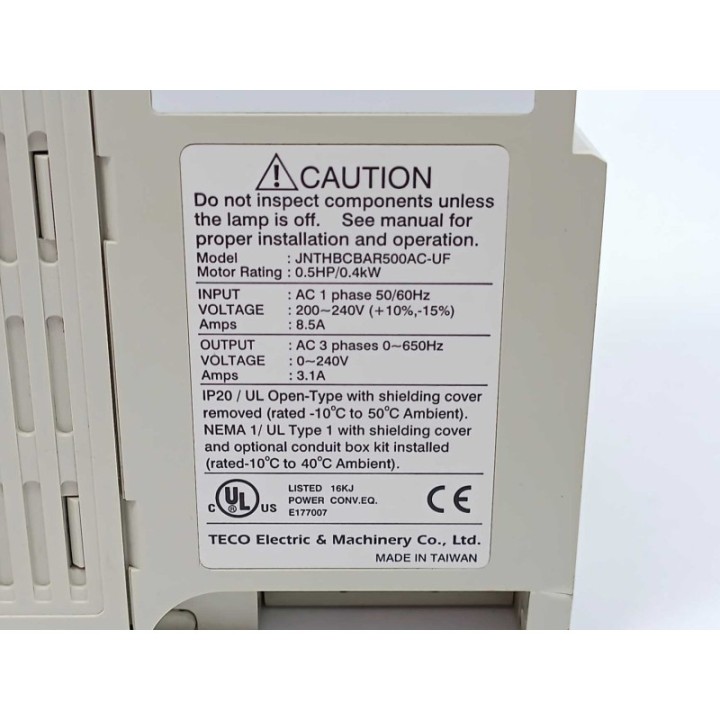 Teco Electric   Machinery JNTHBCBAR500AC-UF