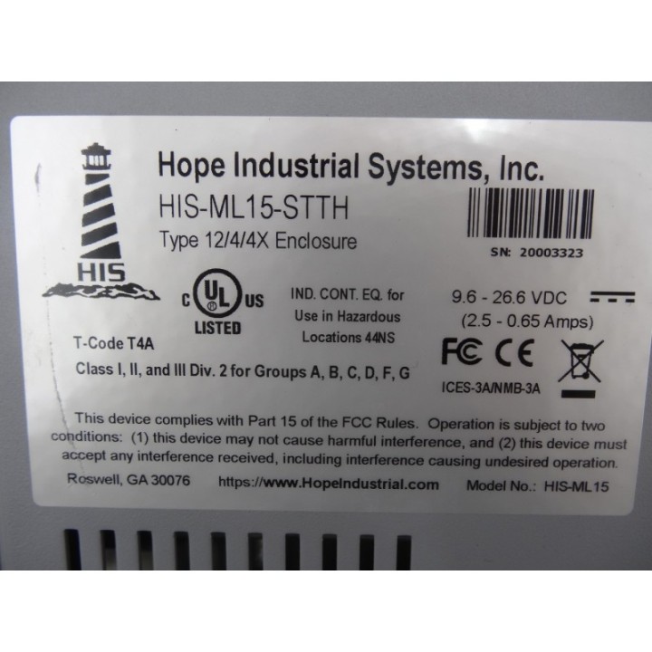 Hope Industrial Systems Inc. Hope Industrial Systems Inc. HIS-ML15-STTH