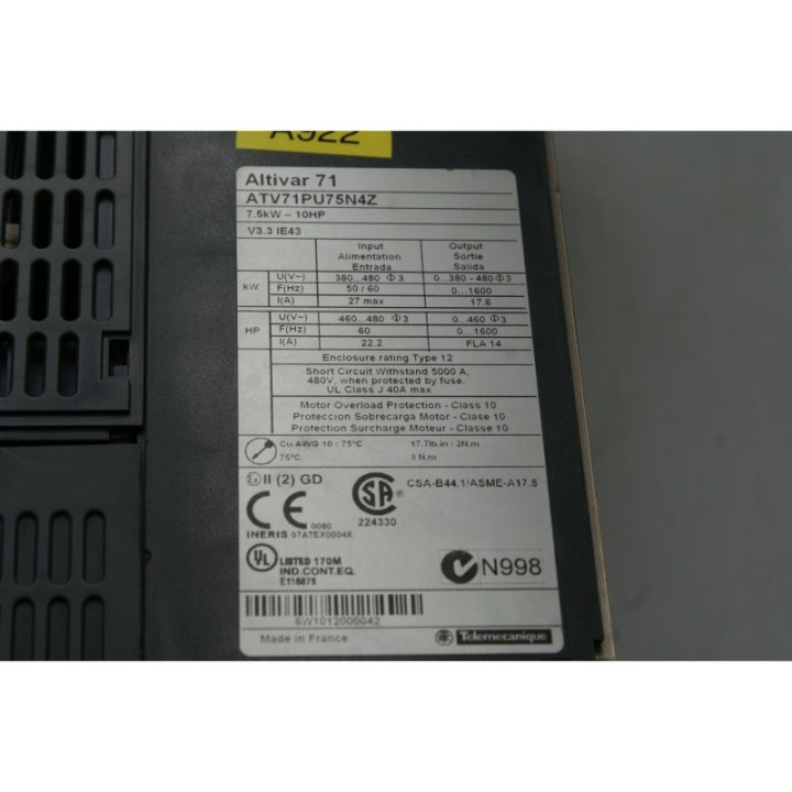 SCHNEIDER ELECTRIC  ATV71PU75N4Z for parts