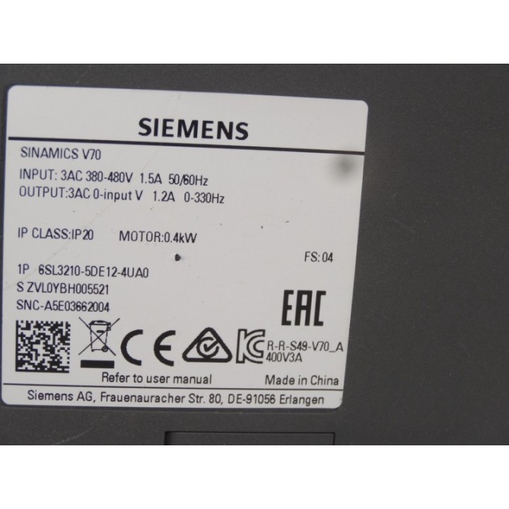 SIEMENS SIEMIENS 6SL3210-5DE12-4UA0