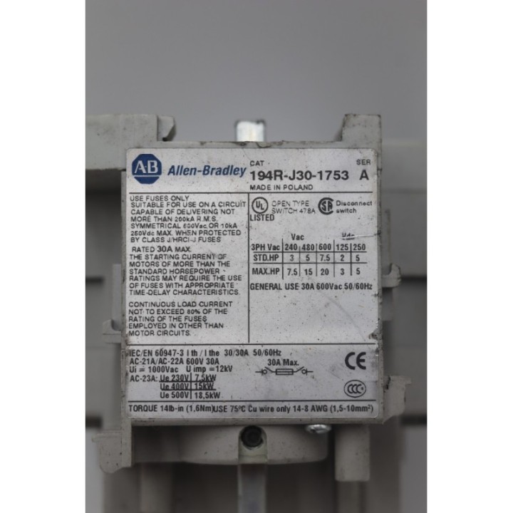 Allen-Bradley Allen Bradley 194R-J30-1753 A