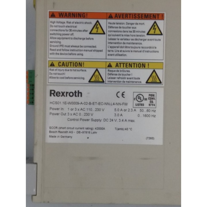 BOSCH REXROTH Bosch Rexroth HCS01.1E-W0009-A-02-B-ET-EC-NN-L4-NN-FW