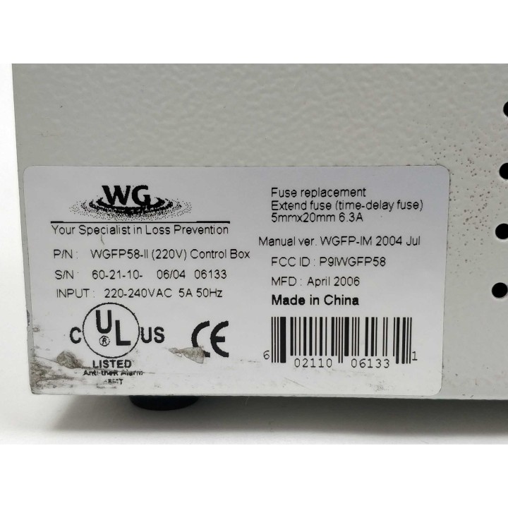 Your Specialist In Loss Prevention WGFP58-II (220V) Control Box