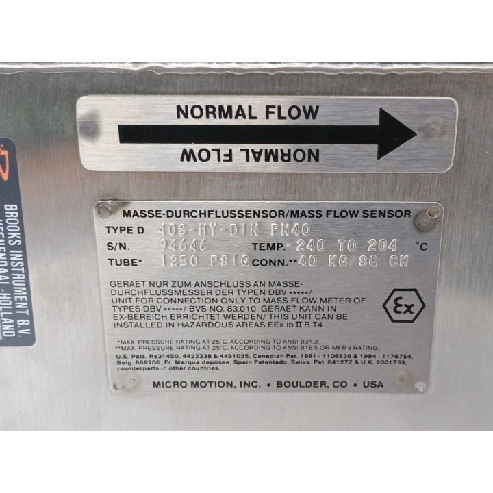 Micro Motion, Inc. D40S-HY-DIN PN40