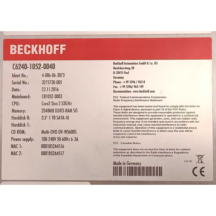 Beckhoff Automation GmbH & Co. KG C6240-1052-0040