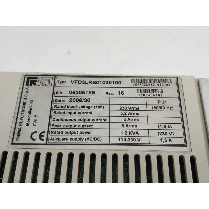 Prima Electronics S.p.A. VFD3LRB01030100