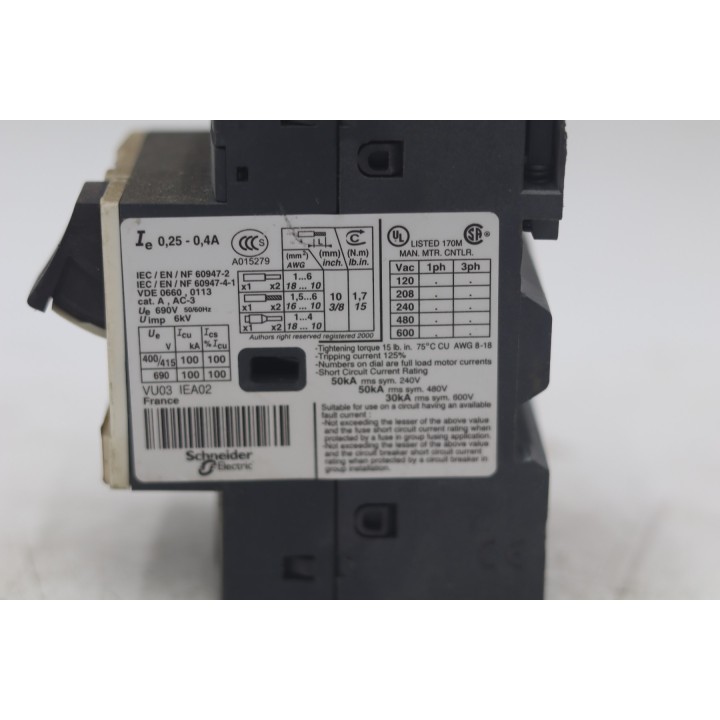 SCHNEIDER ELECTRIC GV2ME03/0.25-0.4A