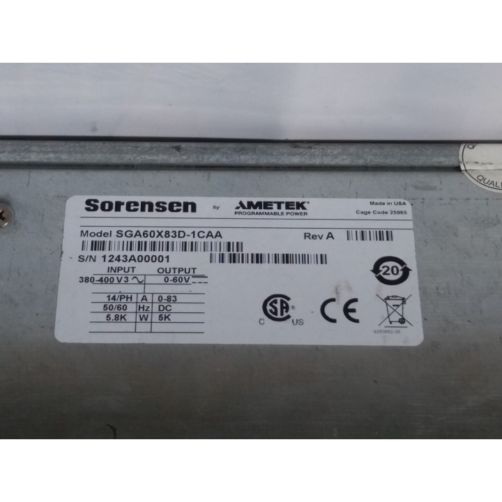 AMETEK Programmable Power, Inc. SGA60X83D-1CAA