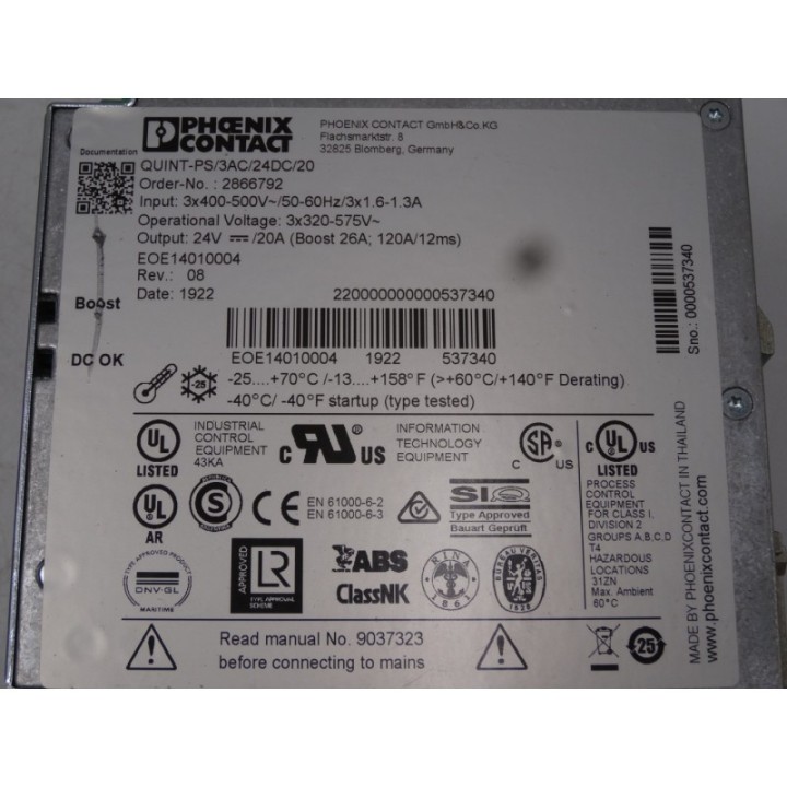  Phoenix Contact QUINT-PS/3AC/24DC/20