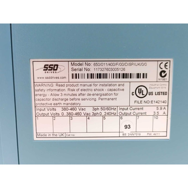 SSD Drives 650/011/400/F/00/DISP/UK/0/0